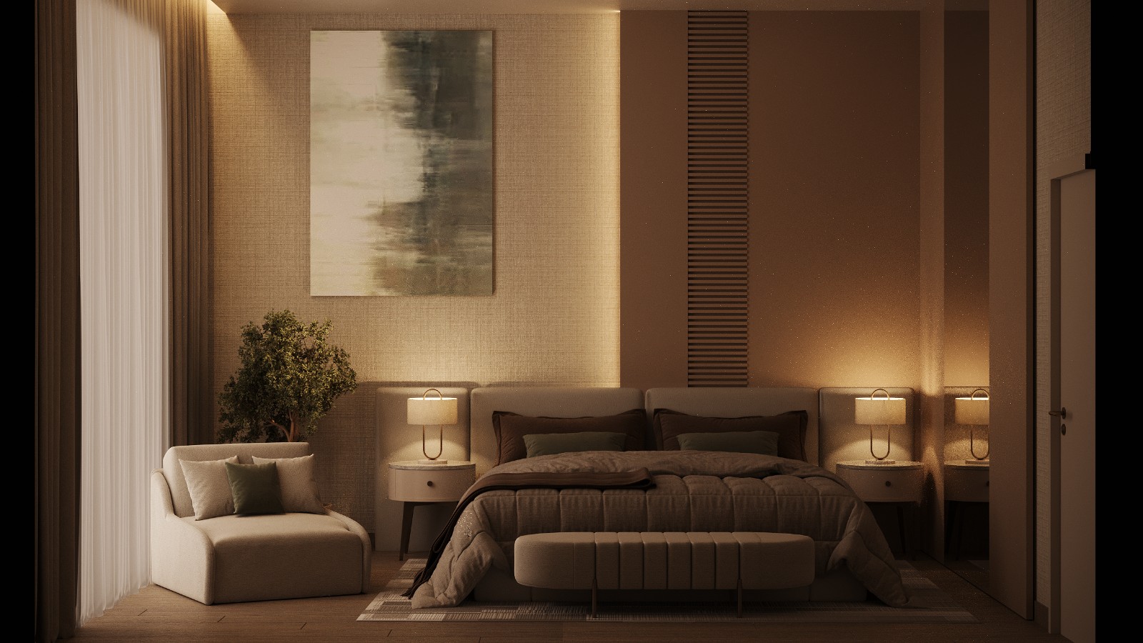 One bedrooom Studio (without balcony + city view + sofa)